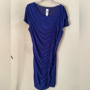 Marc Bouwer Blue Ruched Dress with Ruffle Detail M